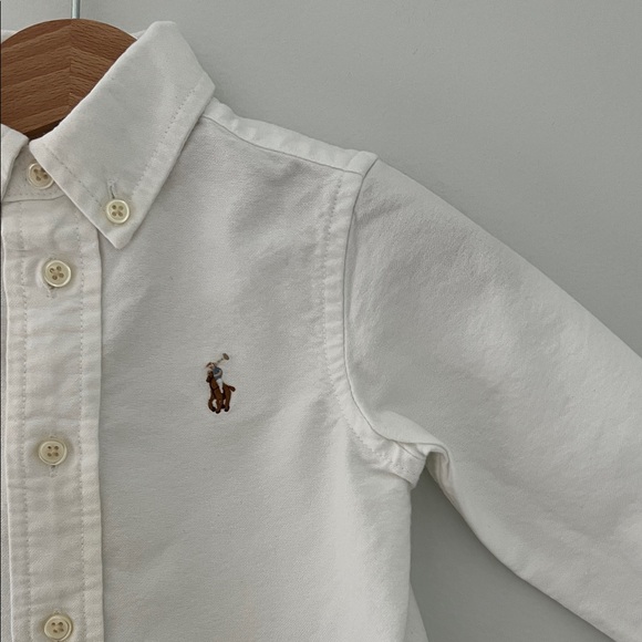 Ralph Lauren White Button-Down Long Sleeve Cotton Shirt with Polo Pony Size 9M - Picture 5 of 14